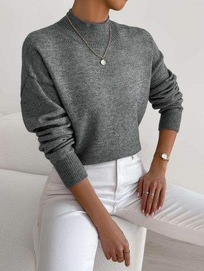 Women's Soft Mock Neck Knit Jumper, Warm and Elegant 9