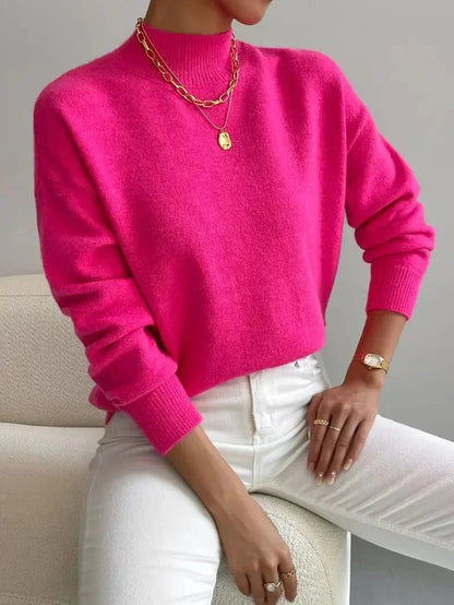Women's Soft Mock Neck Knit Jumper, Warm and Elegant 6