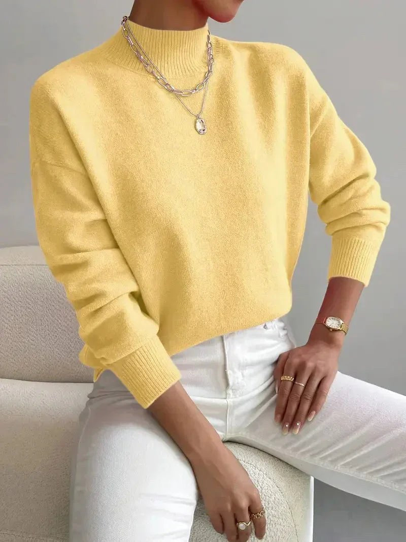 Women's Soft Mock Neck Knit Jumper, Warm and Elegant 4