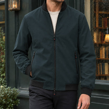 Dark green stand collar zip jacket