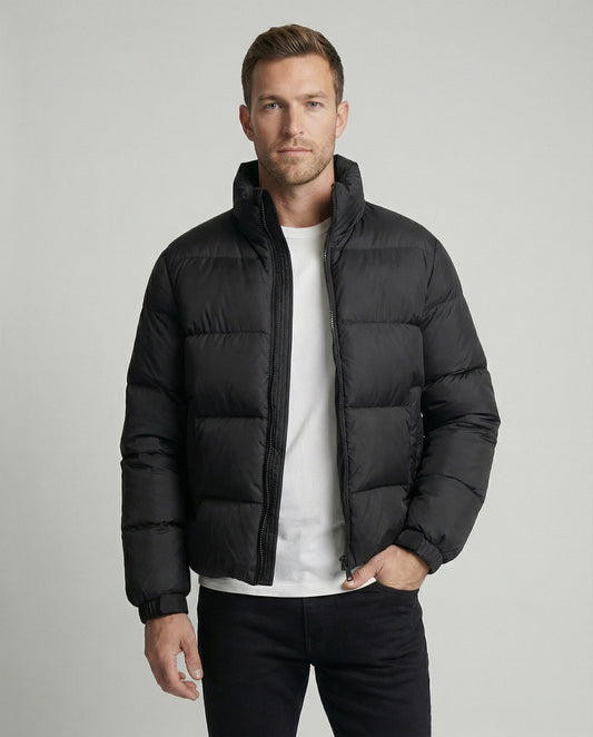 Puffer Jacket for Men, Stand Collar Winter Jacket with Hood 2