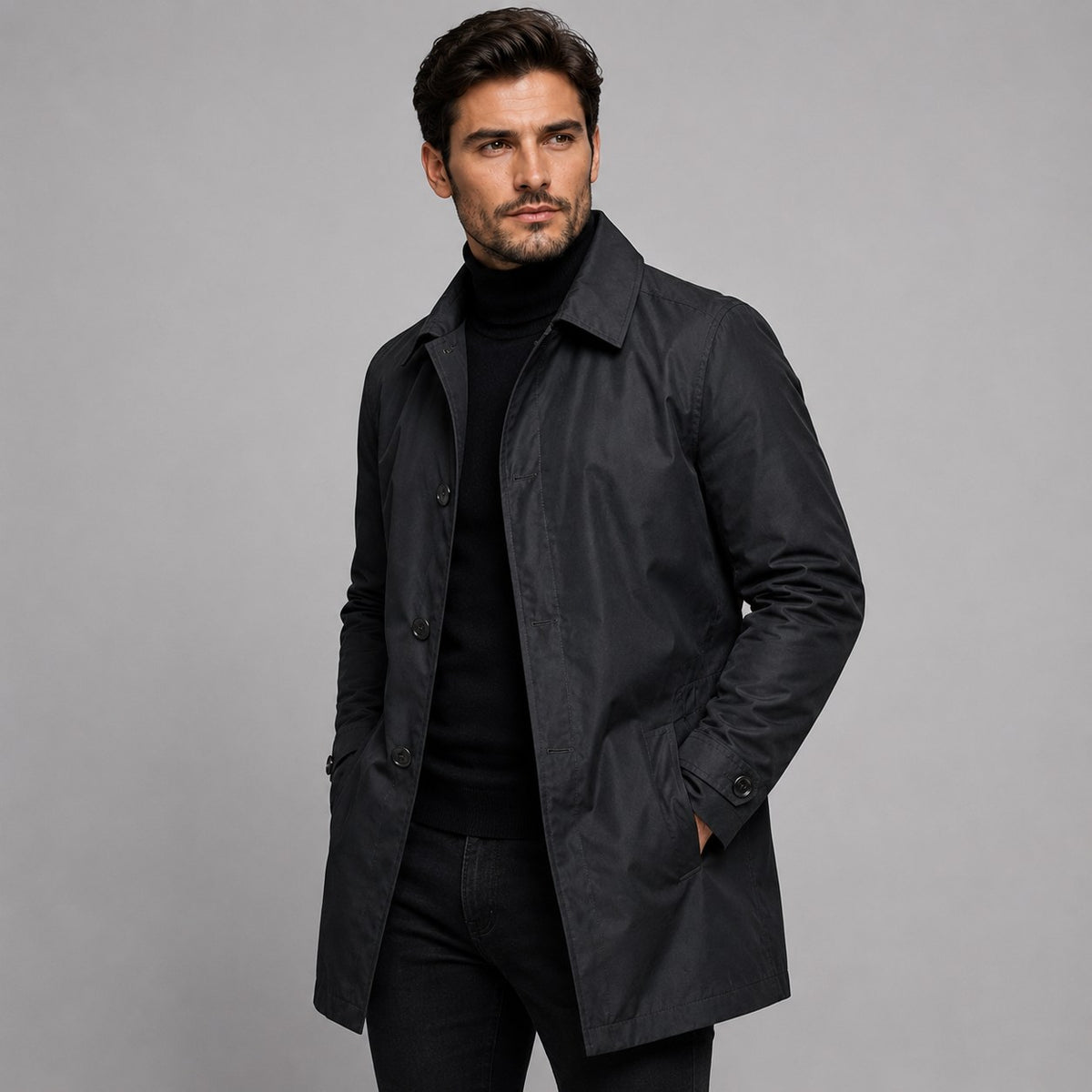 Men's Tailored Longline Coat with Classic Button Front 3