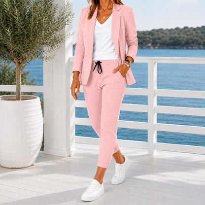 Pink tailored blazer and jogger trousers set
