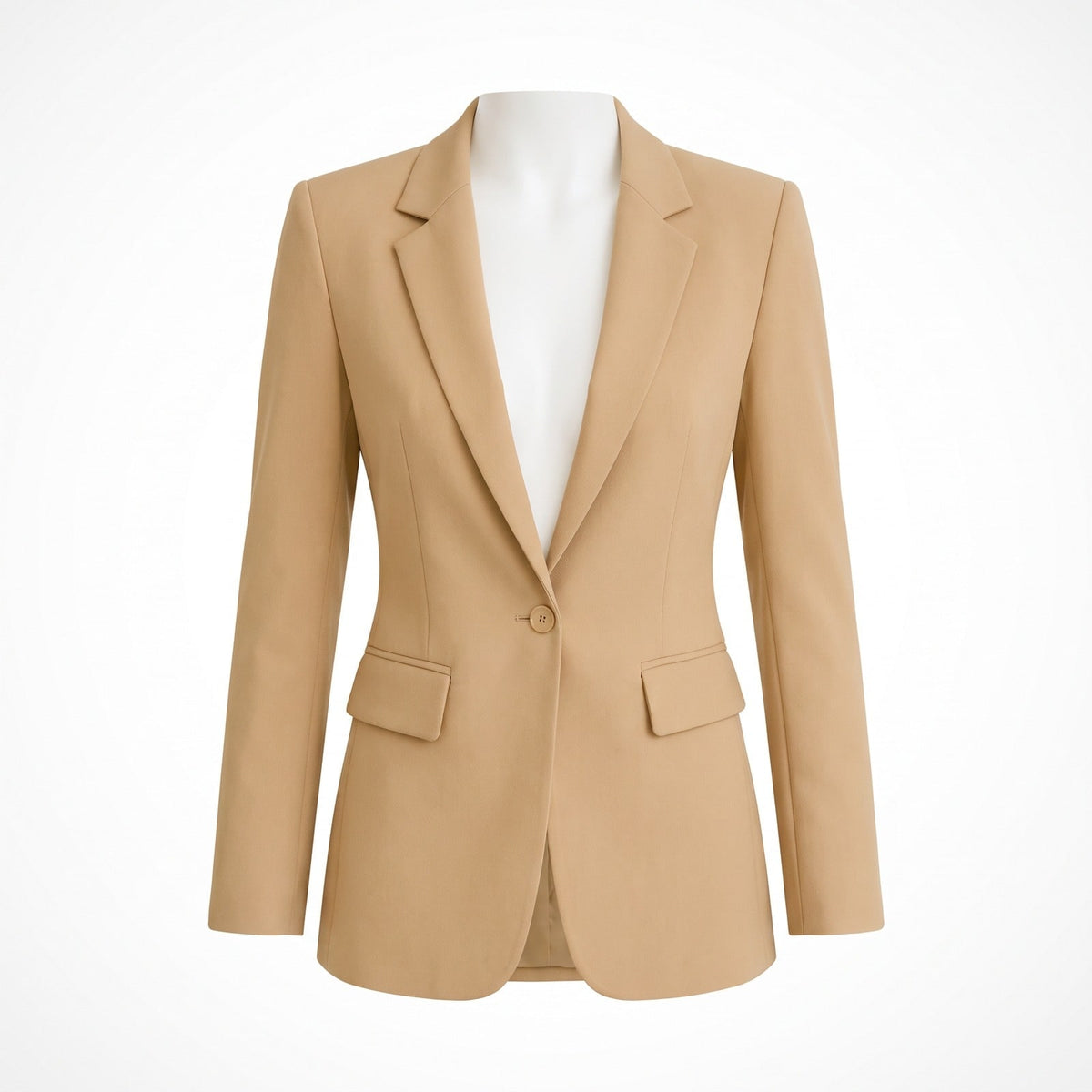 Tailored Fitted Blazer with Single Button and Notch Lapels 1