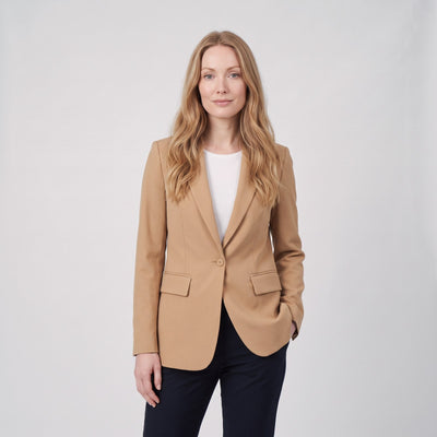 Tailored Single Button Blazer, Women's Jacket with Notch Lapels