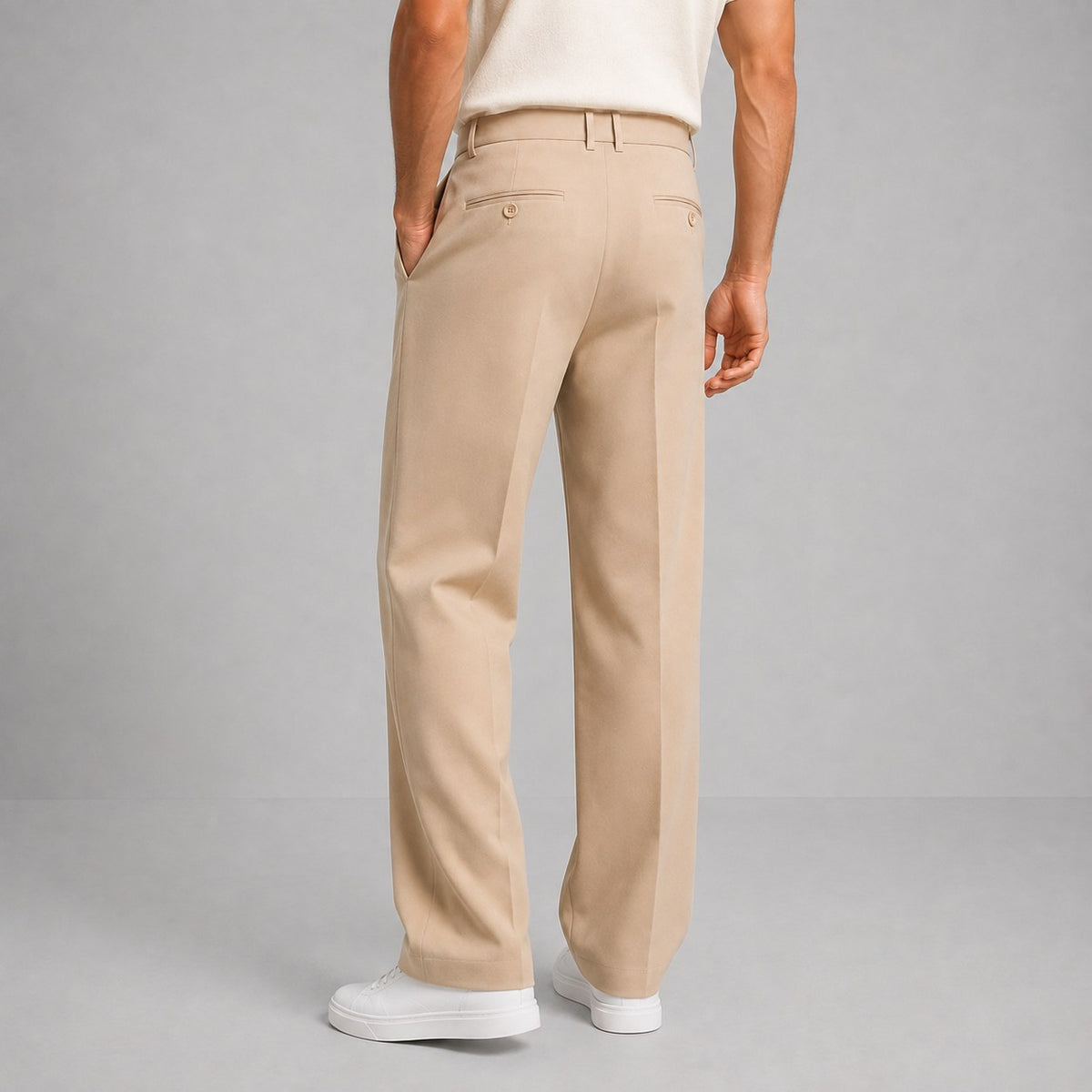 Men's Tailored Straight Leg Trousers with Front Pleat 2