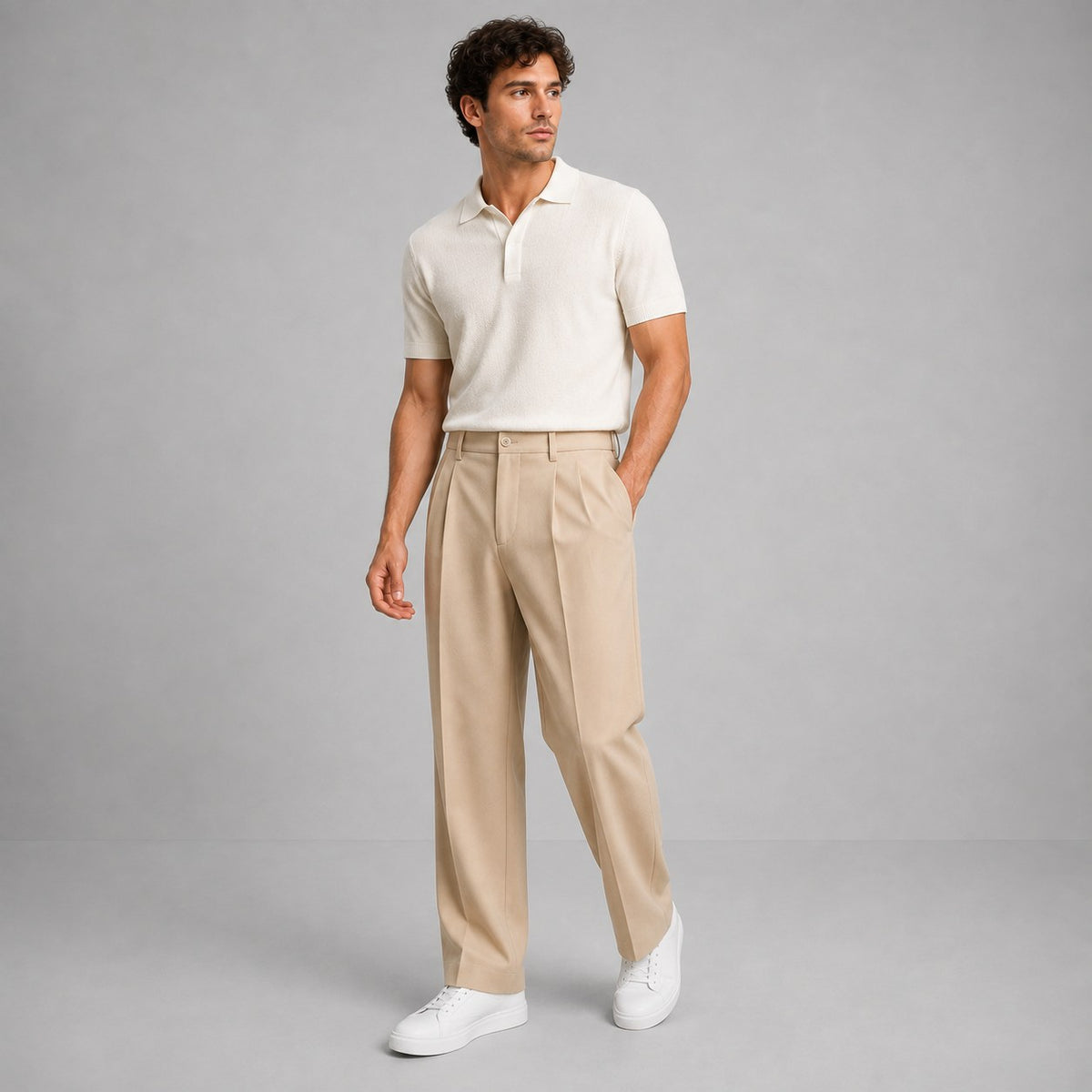 Men's Tailored Straight Leg Trousers with Front Pleat 6