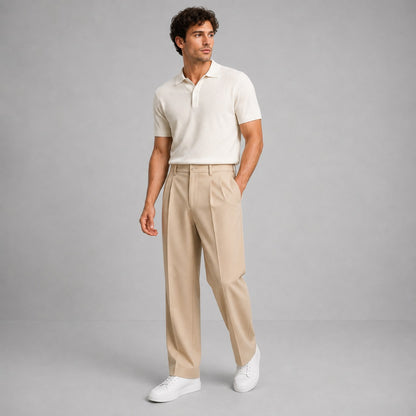 Men's Tailored Straight Leg Trousers with Front Pleat 6