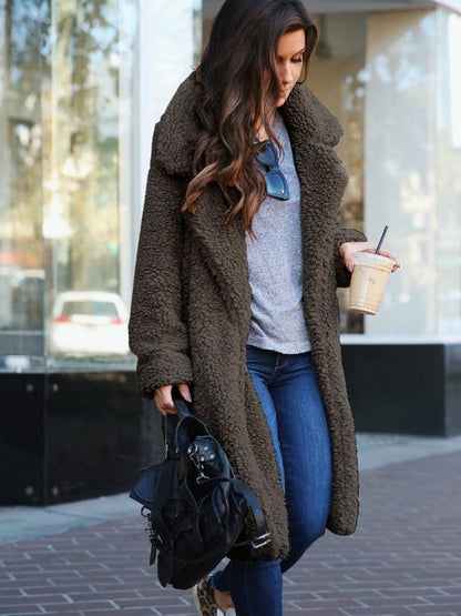 Long Coat in Soft Teddy, Faux Shearling Coat with Lapels 5