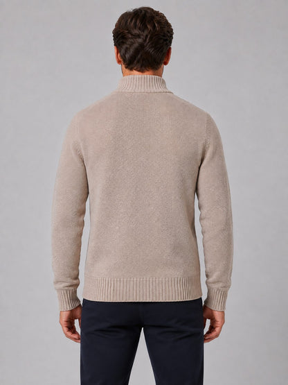 Men's Textured Full Zip Knit Cardigan with Funnel Neck 2