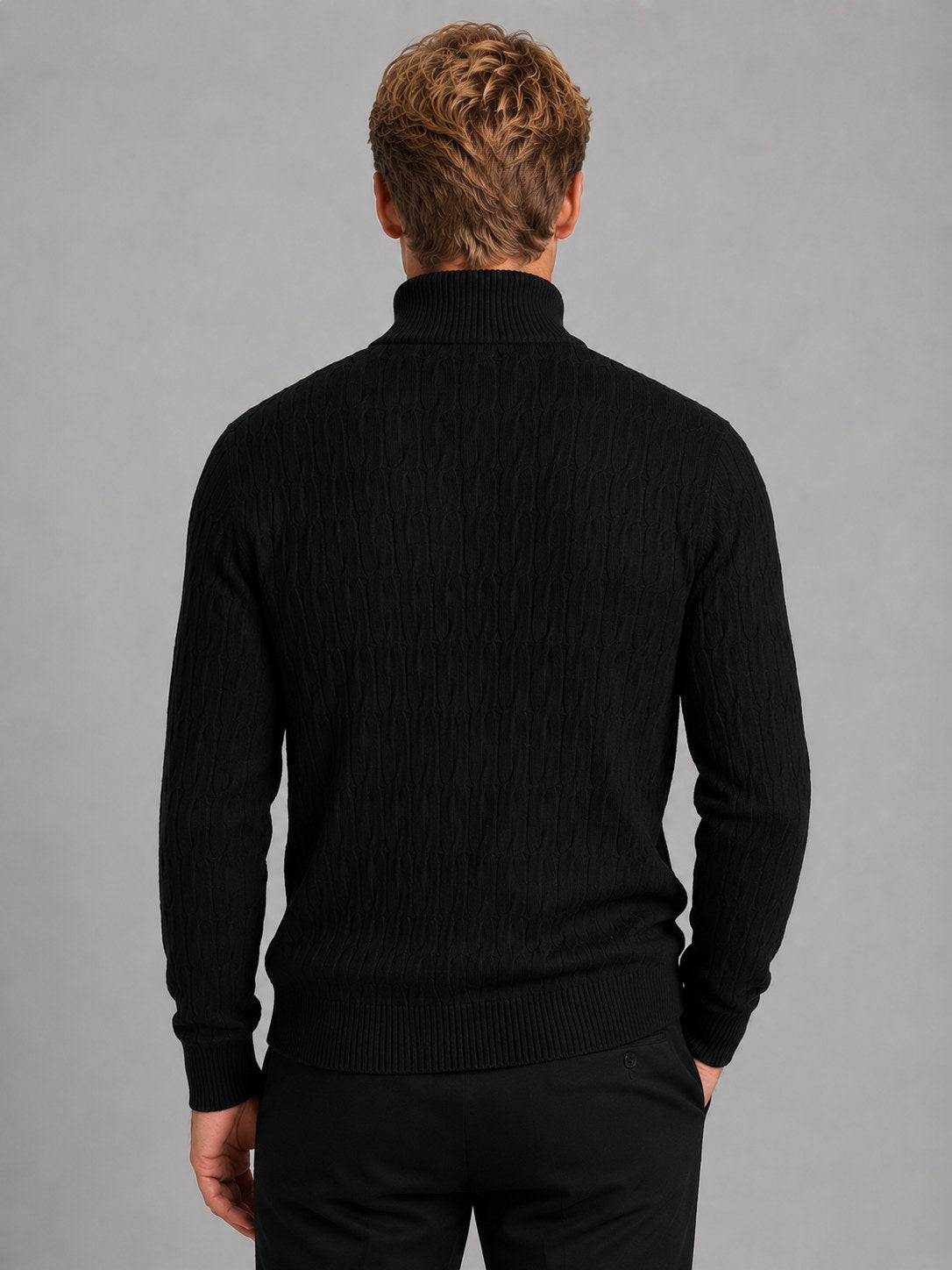 Men's Textured Knit Quarter Zip Jumper, Funnel Neck 6