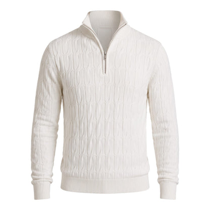 Men's Textured Knit Quarter Zip Jumper, Funnel Neck 1