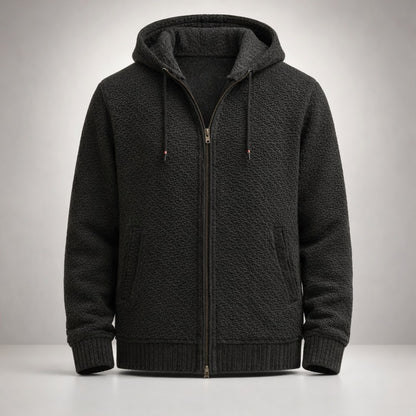 Fleece Lined Zip Hoodie for Men in Textured Honeycomb Knit 4