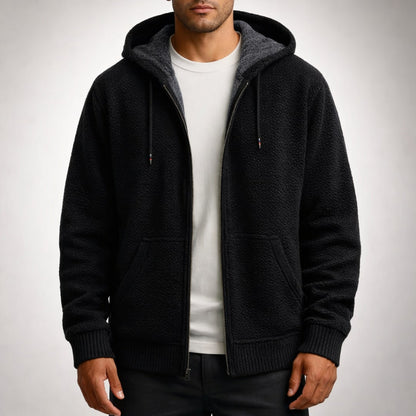 Fleece Lined Zip Hoodie for Men in Textured Honeycomb Knit 6