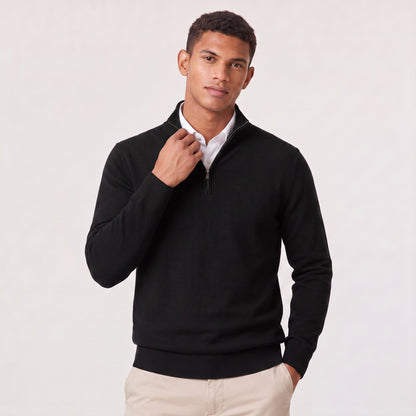 Men's Textured Quarter Zip Jumper with Knitted Stand Collar 10