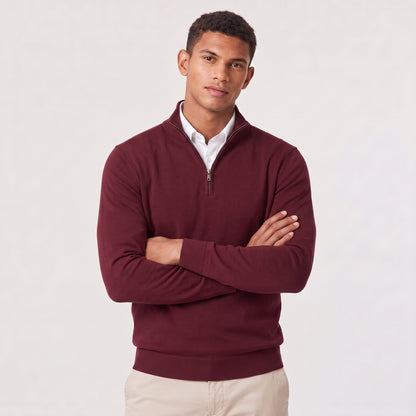 Men's Textured Quarter Zip Jumper with Knitted Stand Collar 8