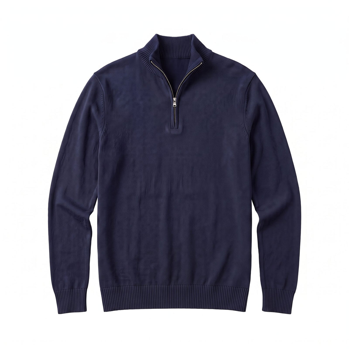 Men's Textured Quarter Zip Jumper with Knitted Stand Collar 1