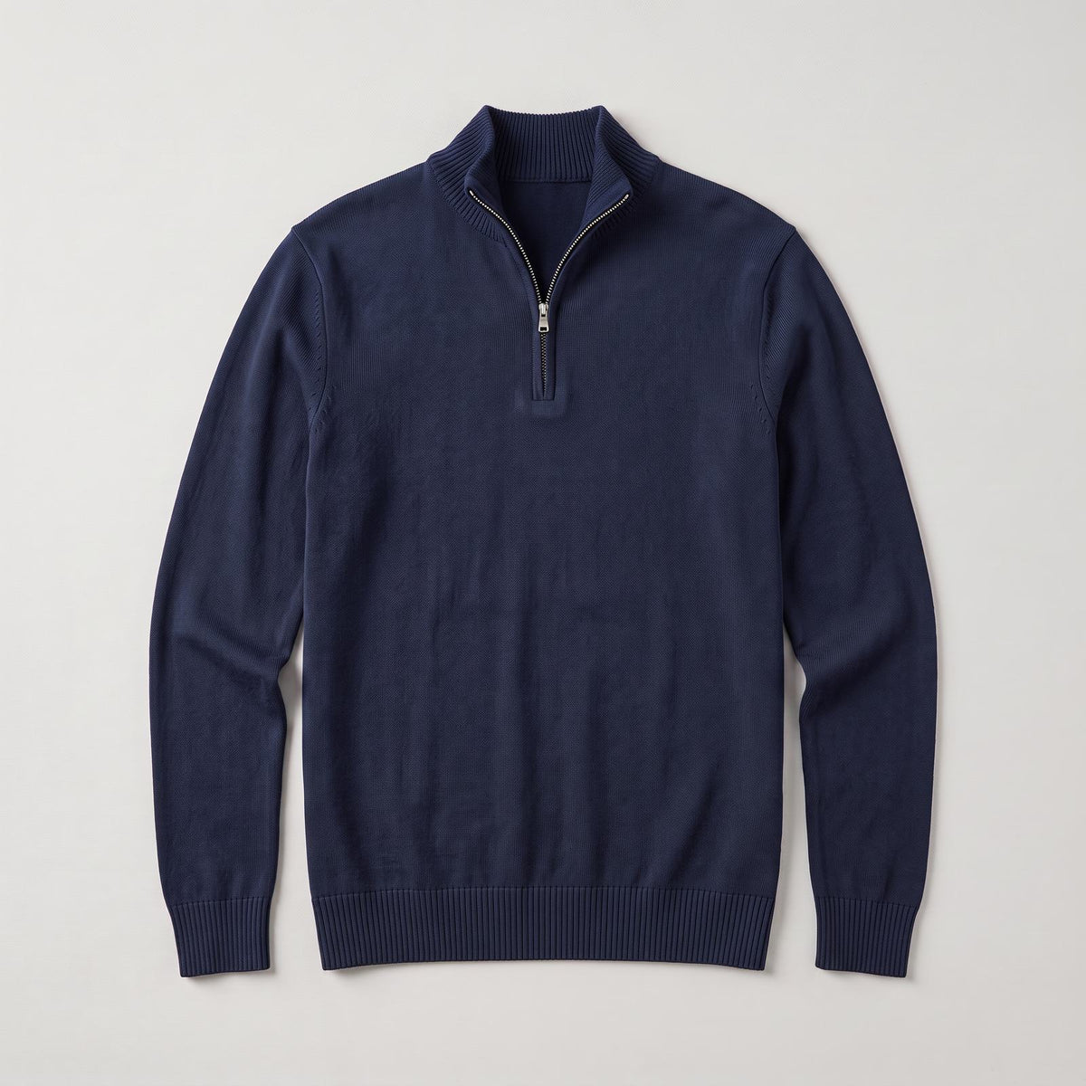 Men's Textured Quarter Zip Jumper with Knitted Stand Collar 6