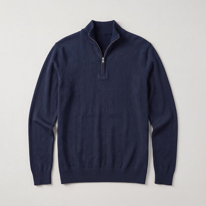 Men's Textured Quarter Zip Jumper with Knitted Stand Collar 6