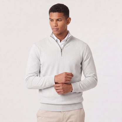 Men's Textured Quarter Zip Jumper with Knitted Stand Collar 11