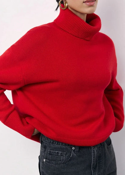 Turtleneck Sweater, Oversized Roll Neck Jumper in Red 3