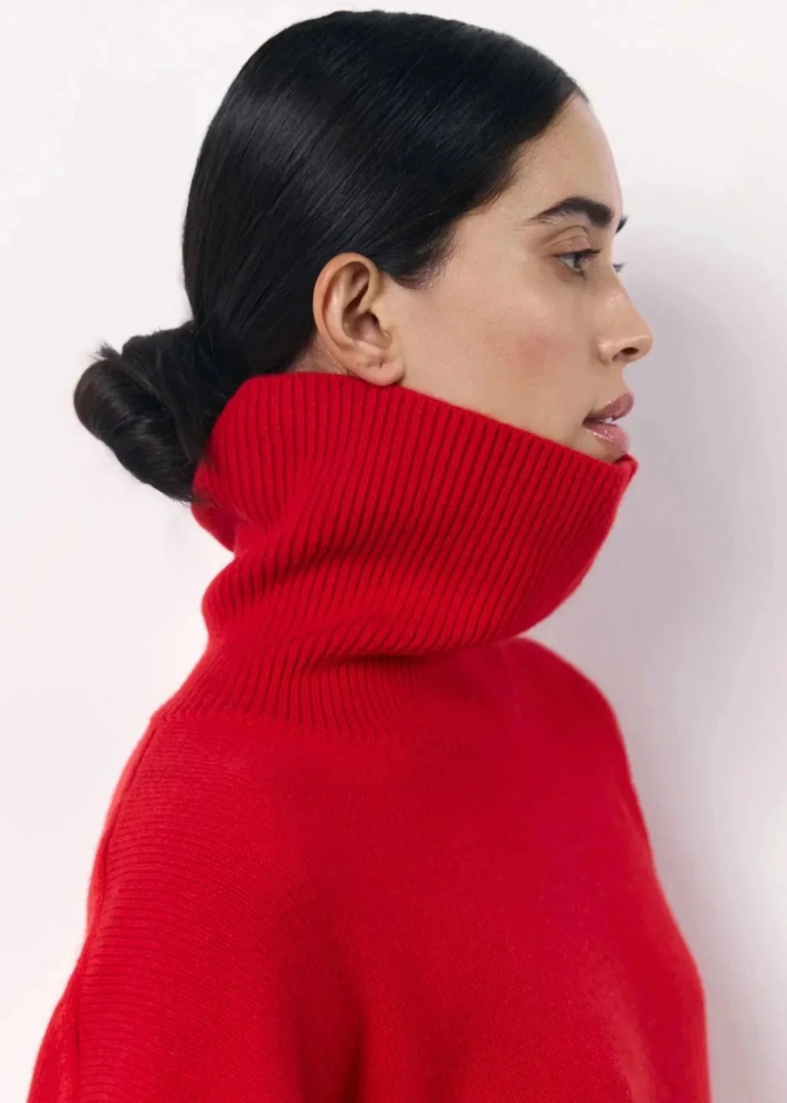 Turtleneck Sweater, Oversized Roll Neck Jumper in Red 7