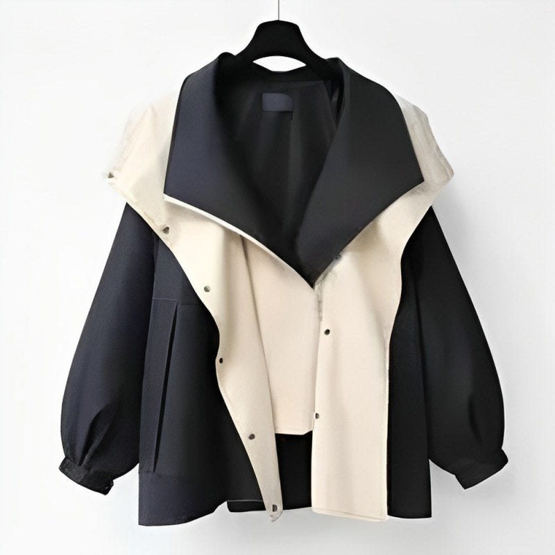 Two-Tone Loose Fit Rain Jacket for Women, Lightweight 3