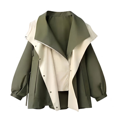 Two-Tone Loose Fit Rain Jacket for Women, Lightweight 1