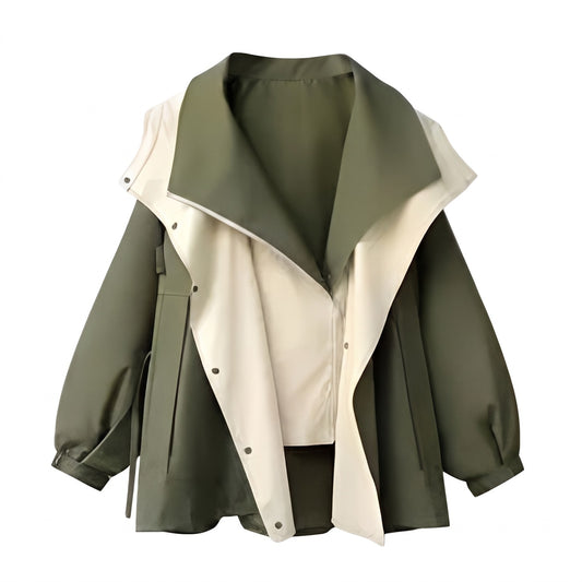 Two-Tone Loose Fit Rain Jacket for Women, Lightweight 1