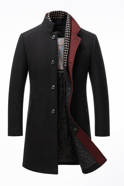 Men's Wool Blend Winter Overcoat with Stand Collar 3