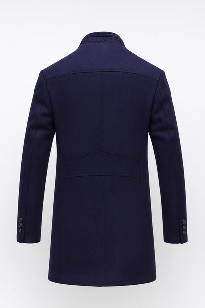 Men's Wool Blend Winter Overcoat with Stand Collar 5