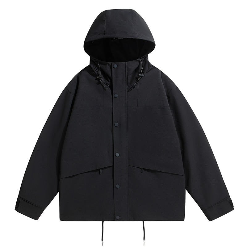 Men's Waterproof Hooded Rain Jacket, Contrast Shoulders 2