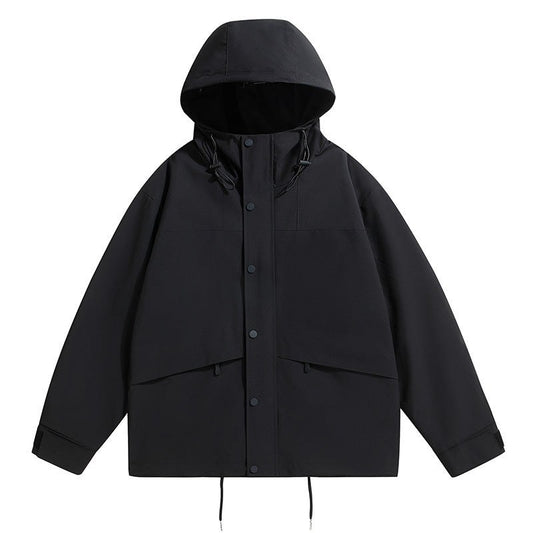 Men's Waterproof Hooded Rain Jacket, Contrast Shoulders 2