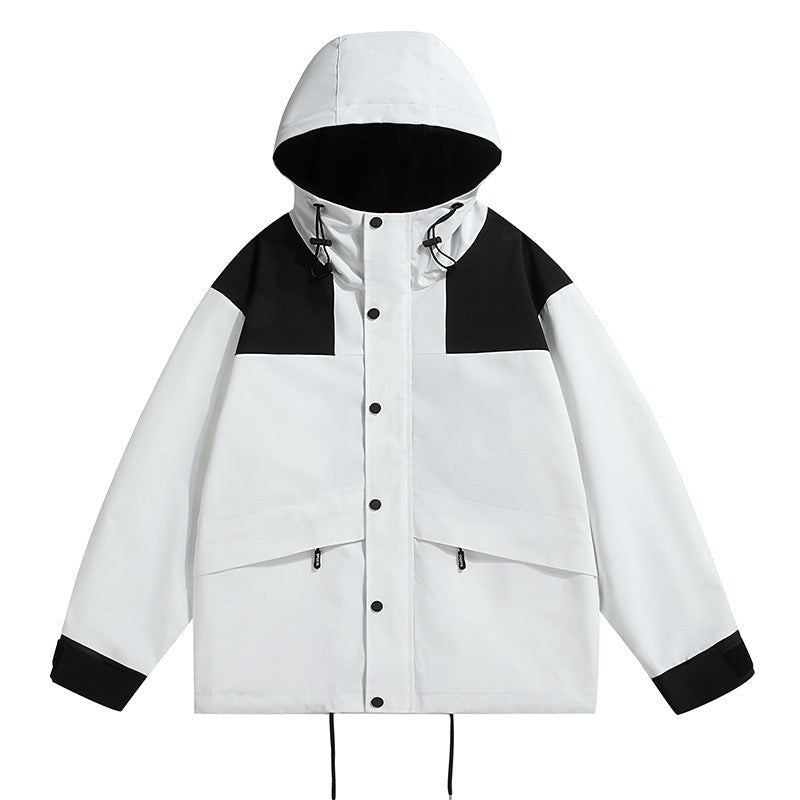 Men's Waterproof Hooded Rain Jacket, Contrast Shoulders 3