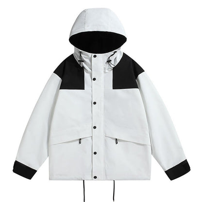 Men's Waterproof Hooded Rain Jacket, Contrast Shoulders 3