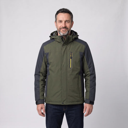 Men's Winter Jacket, Waterproof Coat with Hood and Fleece Lining