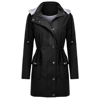 Long Coat for Women, Waterproof Hooded Rain Jacket 2