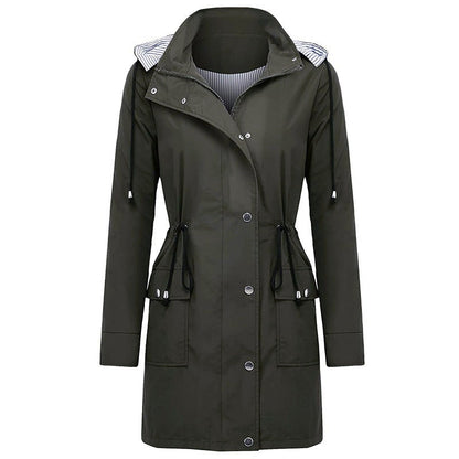 Long Coat for Women, Waterproof Hooded Rain Jacket 3