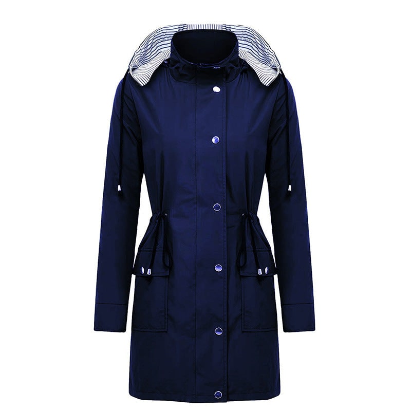 Long Coat for Women, Waterproof Hooded Rain Jacket 6