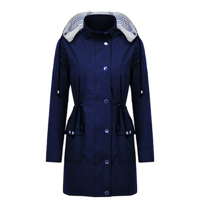 Long Coat for Women, Waterproof Hooded Rain Jacket 6