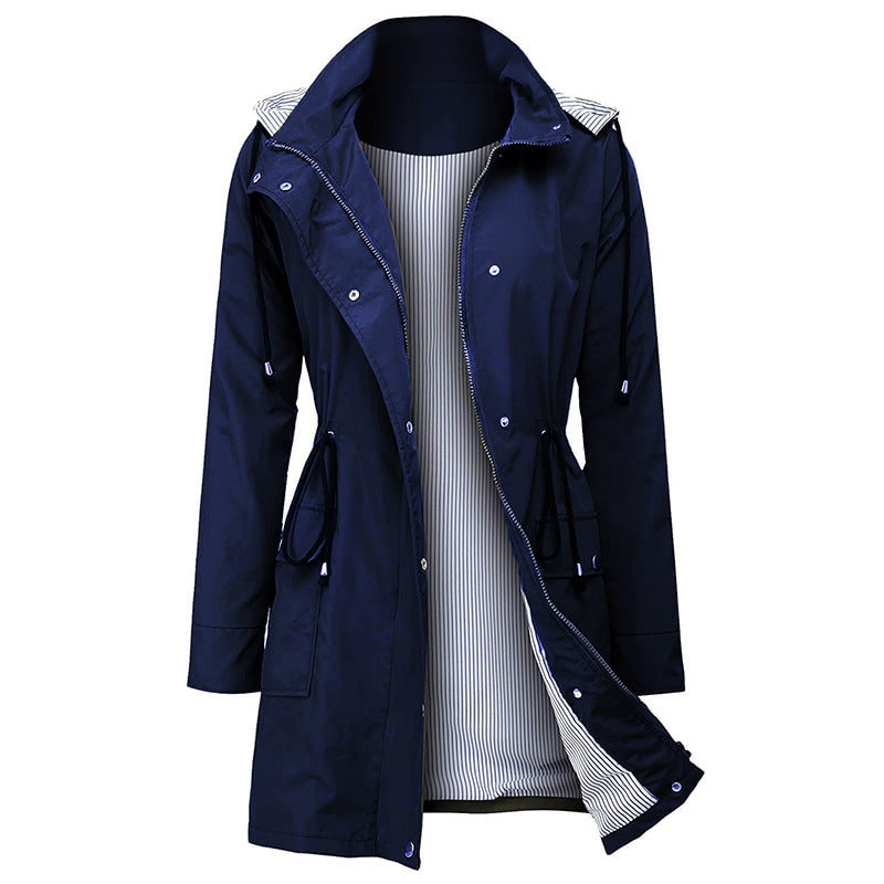 Long Coat for Women, Waterproof Hooded Rain Jacket 7