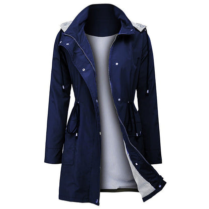 Long Coat for Women, Waterproof Hooded Rain Jacket 7