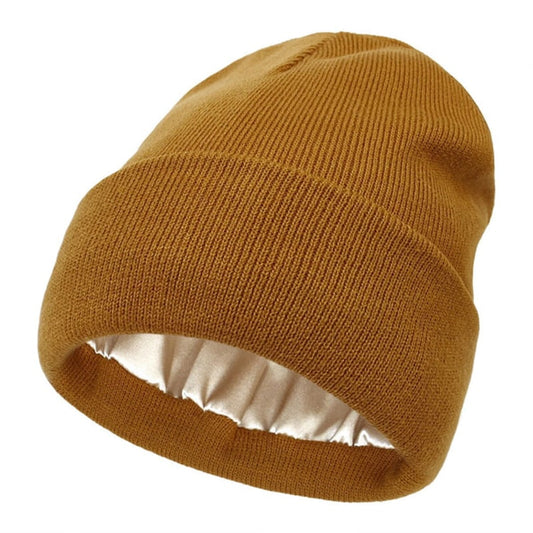 Winter Hat Knitted Beanie with Silk Lining for Hair 2