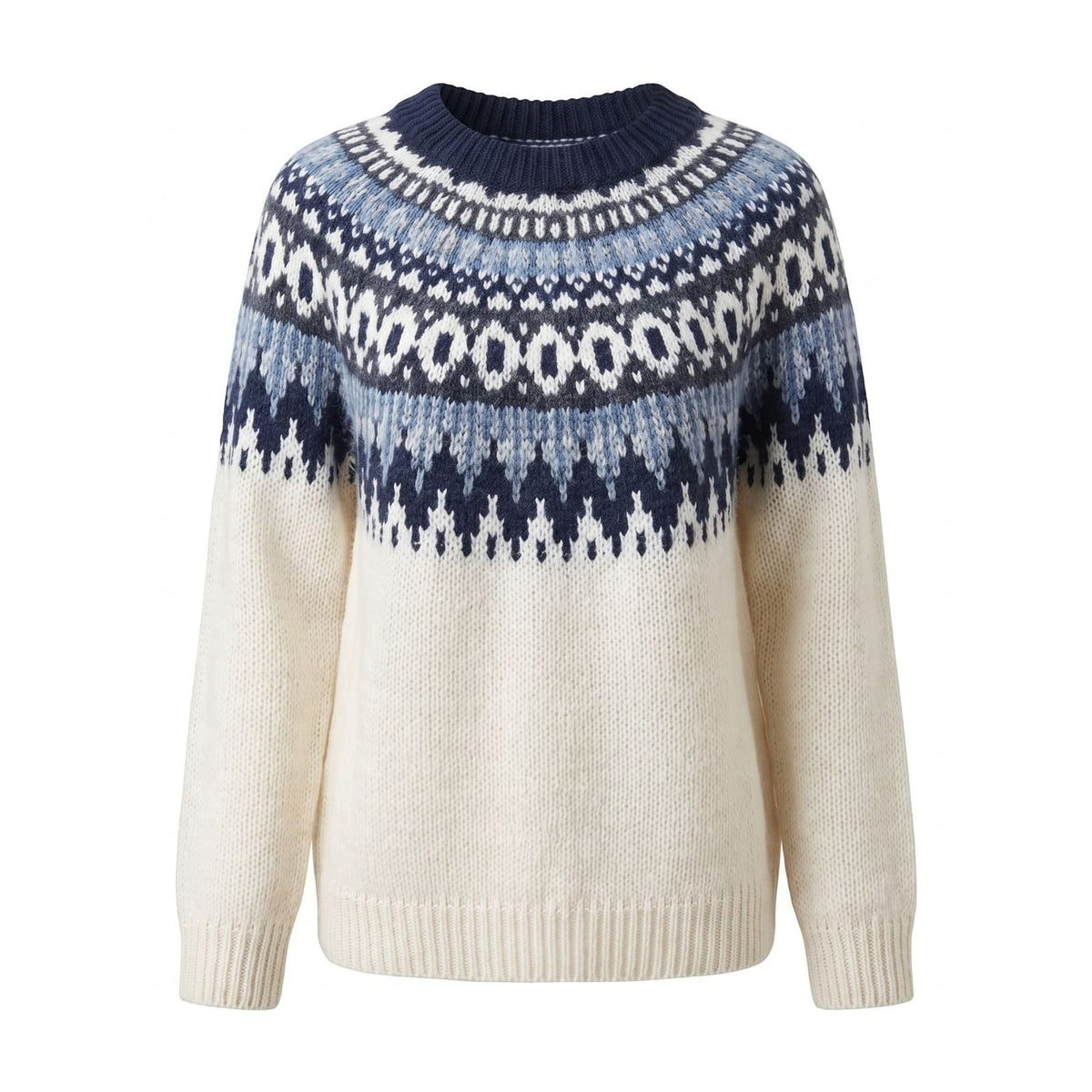Women's Fair Isle Jumper with Patterned Yoke, Knit Pullover 1