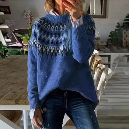 Women's Fair Isle Jumper with Patterned Yoke, Knit Pullover 3