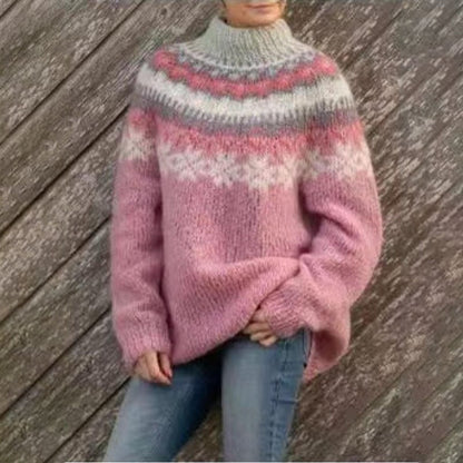 Women's Fair Isle Jumper with Patterned Yoke, Knit Pullover 5