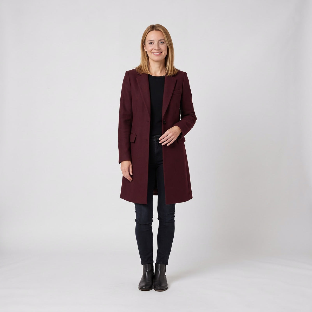 Women's Winter Jacket, Elegant Knee Length Winter Coat with Lapel Collar