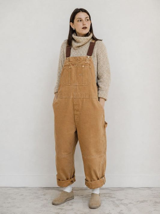 Women's Canvas Bib Overalls, Relaxed Fit Dungarees with Multiple Pockets 1