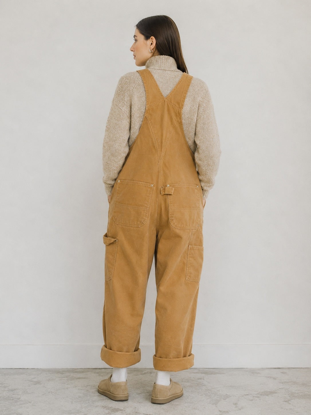 Women's Canvas Bib Overalls, Relaxed Fit Dungarees with Multiple Pockets 2