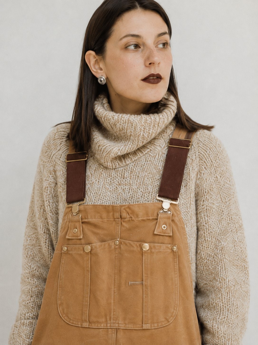 Women's Canvas Bib Overalls, Relaxed Fit Dungarees with Multiple Pockets 3